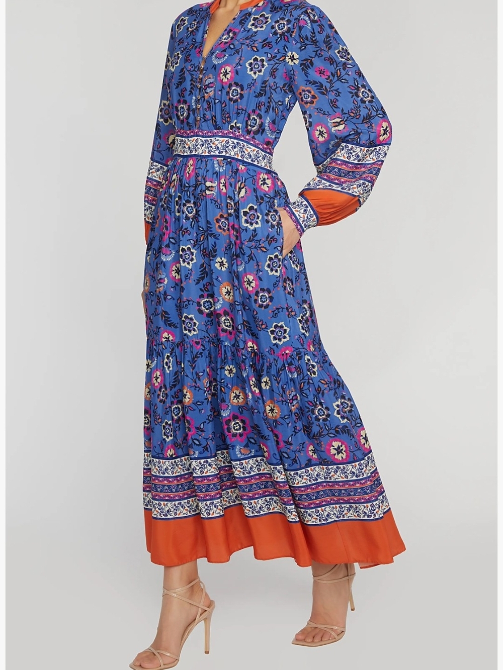 This Elie Tahari Annaleise Floral Long Sleeve Tiered Dress